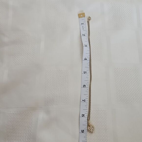 Monet Stamped Necklace & Earrings With Crystal Rhinestones Gold Plated - Picture 10 of 16